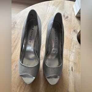 Grace Silver Peep-Toe Heels